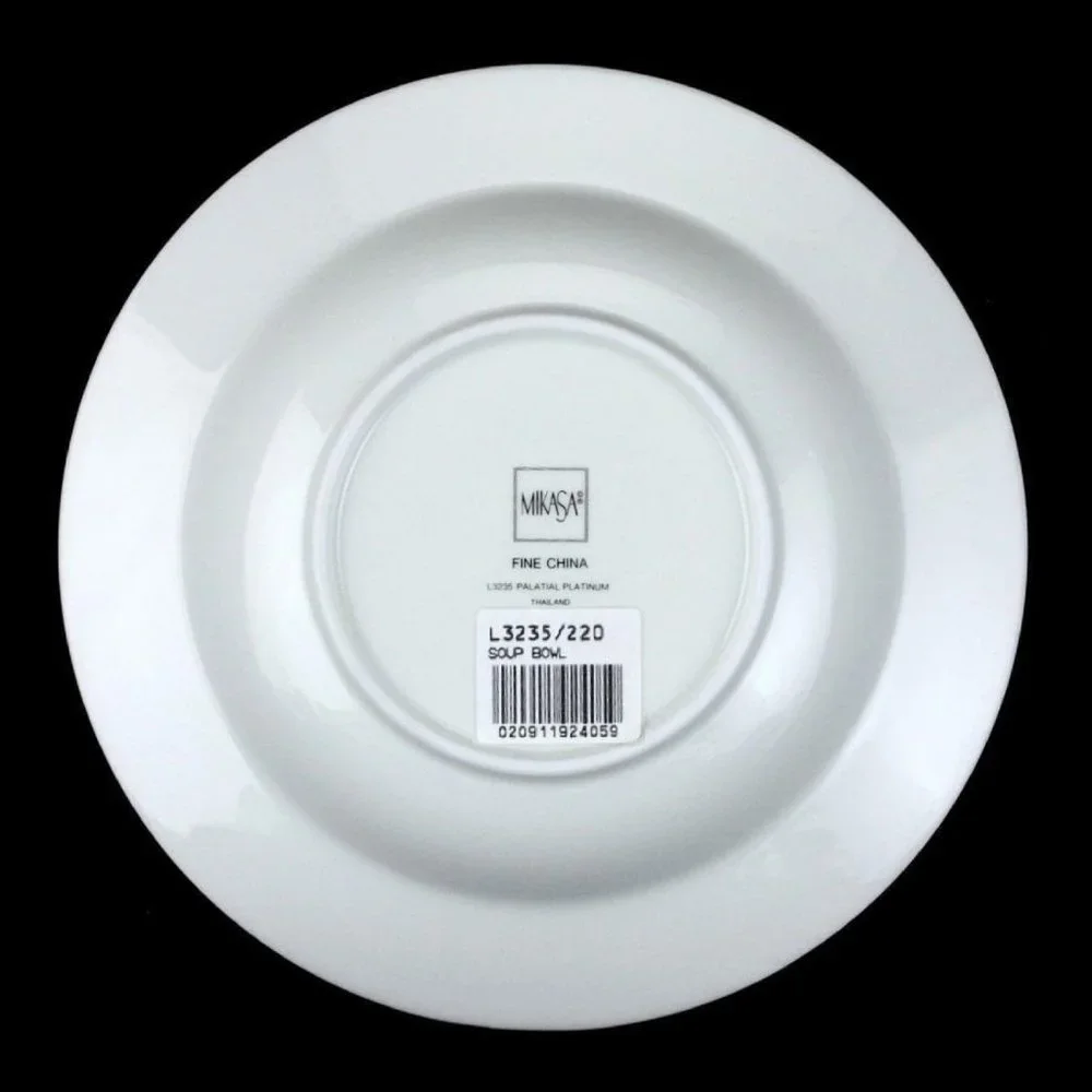 brand new Mikasa Palatial Platinum 8.5 inch Rimmed Soup Bowl - MPN L3235-220